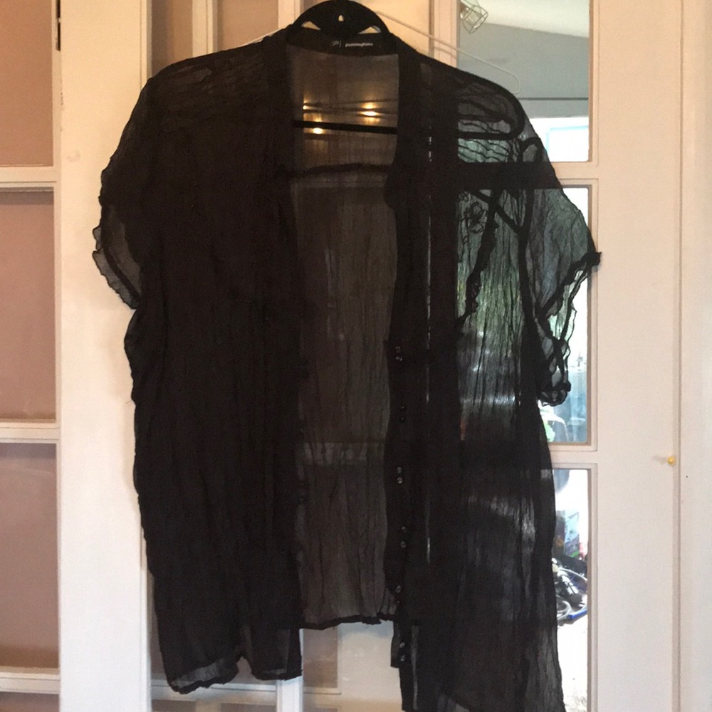 Pennington’s Plus Sized brown lace blouse